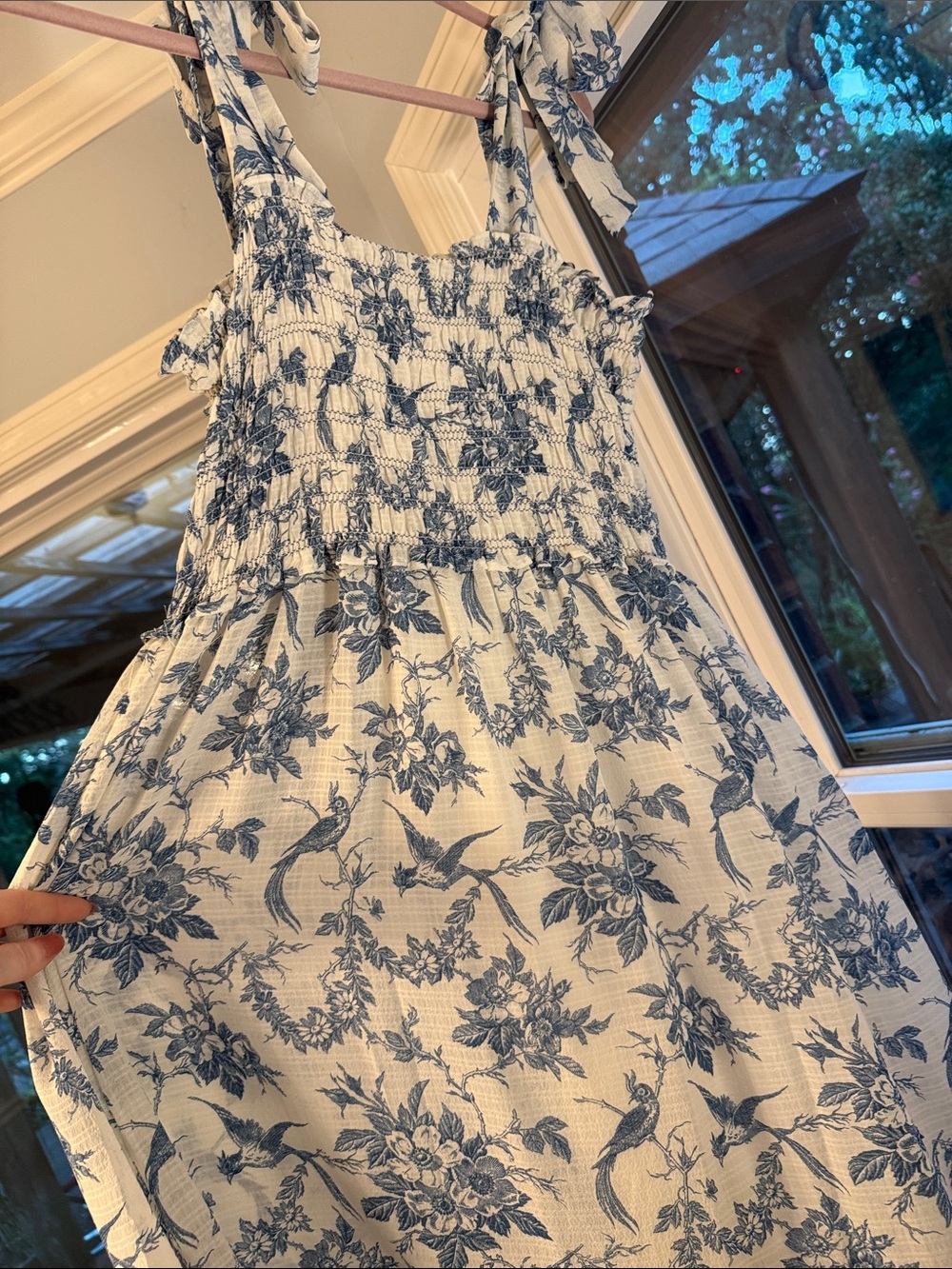Max Studio White Maxi Dress with Blue Floral Print - Picture 3 of 5